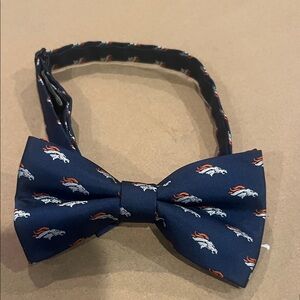 Denver bronco bowtie, Navy Blue Bow Tie with Orange and White Accents